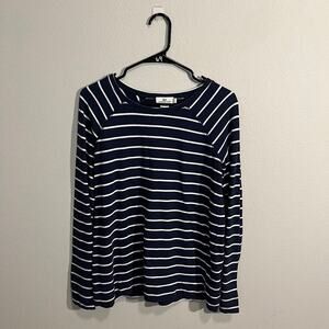 Vineyard Vines Women's Striped Long Sleeve Top Navy Blue White Preppy Boat Small